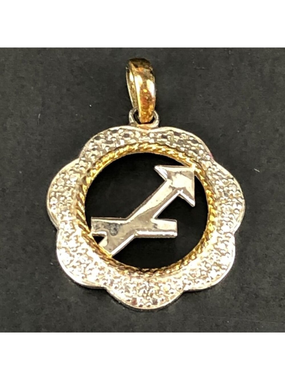 Vintage Sterling Silver 925 Sagittarius Astrological Sign Pendant Duel Tone